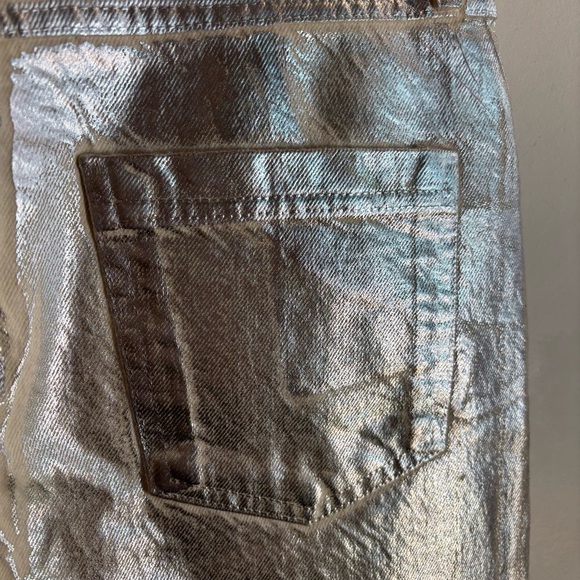 ZARA Sz M The Pleated High Waist Metallic Silver Midi Skirt NEW WITH TAGS - Picture 7 of 12